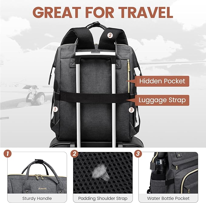 LOVEVOOK Laptop Backpack for Women,15.6 Inch Professional Womens Travel Backpack Purse Computer Laptop Bag Nurse Teacher Backpack,Waterproof College Work Bag Carry on Back Pack with USB Port,Dark Grey