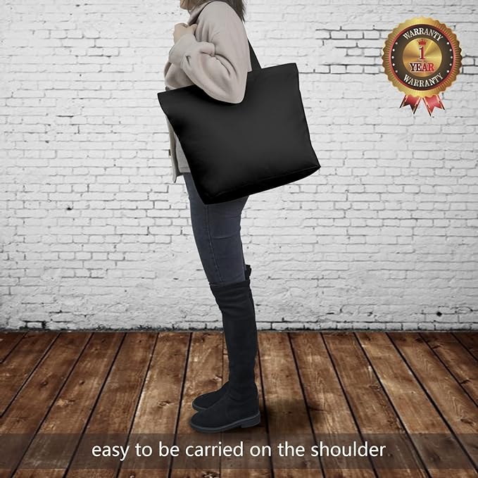 TOPDesign 12-Pack Canvas Tote Bags with Magnetic Snap, Reusable Grocery Shopping Bags, DIY Your Creative Designs