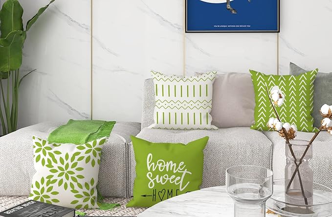YCOLL Pillow Covers 20x20 Set of 4, Modern Sofa Throw Pillow Cover, Decorative Outdoor Linen Fabric Pillow Case for Couch Bed Car, Sage Green