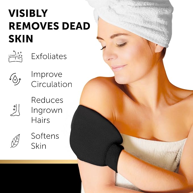 VALITIC 4 Pack Kojic Acid Vitamin C & Retinol Soap Bars for Dark Spot & A Pair of Black Exfoliating Gloves for Body Scrubs