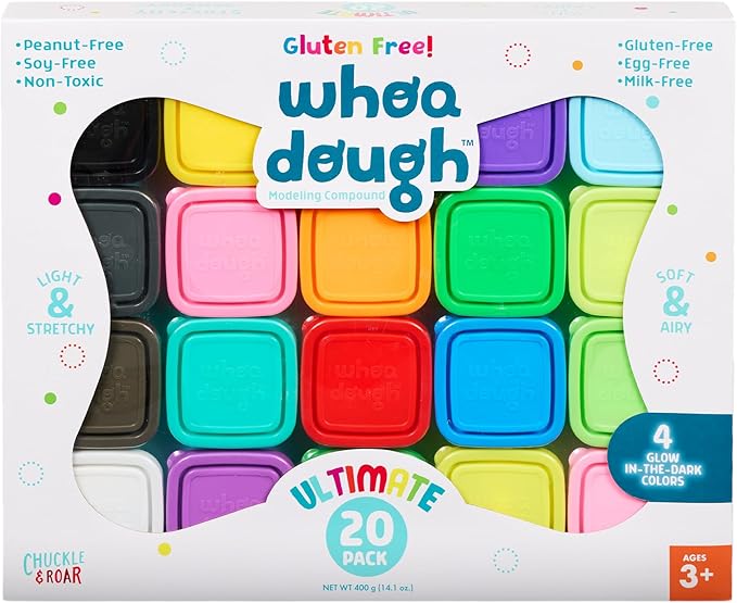 Chuckle & Roar - Whoa Dough Ultimate Pack - 20 Whoa Dough Containers - Safe and Non-Toxic - Glows in Dark - Ages 3 and Up