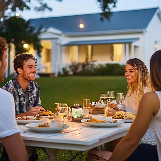 Auelife Lemongrass Scented Candle | 3-Wick Jar Candle - 12oz Natural Soy Wax - Lemon Scent for Indoor Outdoor Use, Long Lasting Aromatherapy Gifts for Home, Summer, 50+ Hour Burn