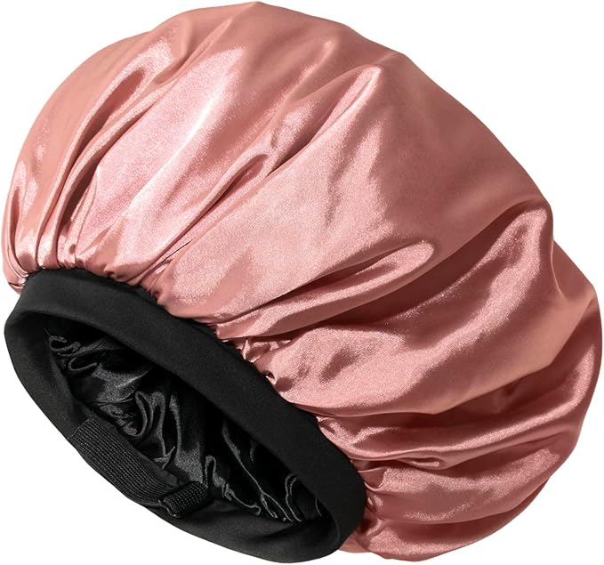 Satin Bonnet Adjustable Sleeping Silk Bonnet Black Women Men Double Layer Satin Silk Sleep Cap Hair Wrap Large Curly Hair