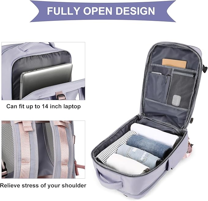 coowoz Large Travel Backpack For Women,Carry On Backpack Flight Approved,Hiking Backpack Waterproof Outdoor Sports Rucksack Casual Daypack