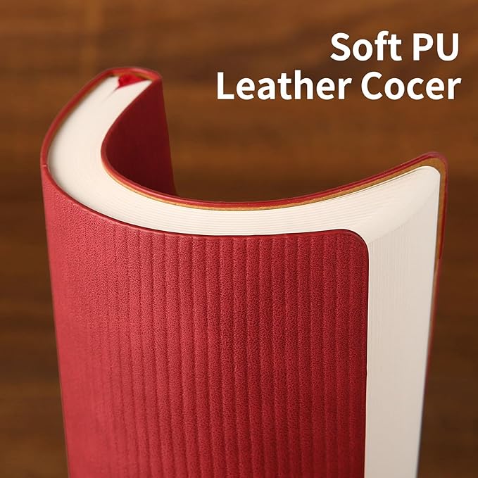 Lined Journal Notebook for Work College Ruled Note Book 5.79"x8.27"A5 PU Leather Daily Journaling 216 Pages for Women Men Writing Home School Supplies Business (B5 Lined 160pages, 08-Red)