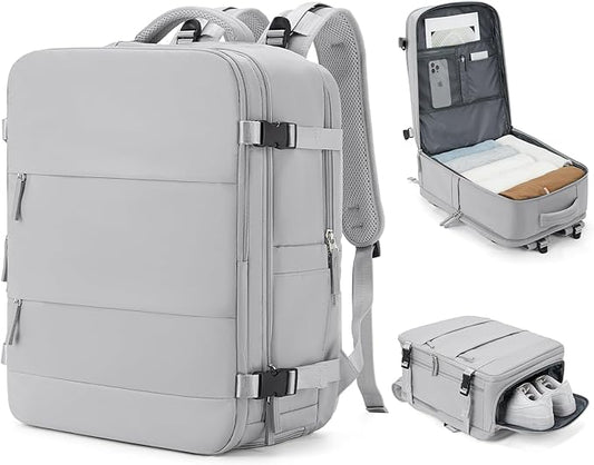 coowoz Large Travel Backpack Carry On for Women Man Gym Backpacks with Laptop Compartment Mochila de Viaje Teacher Personal Item Backpack Rucksack Airplane Accessories Must Haves Grey