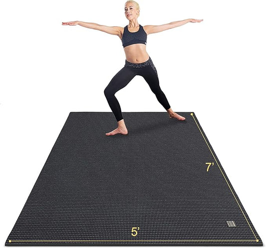 GXMMAT Large Yoga Mat 6'x4'/6'x6'/7'x5'(7mm/9mm), Extra Thick Workout Mats for Home Gym Flooring,Ultra Comfortable Non-Slip Quick Resilient Barefoot Wide Exercise Mat for Pilates,Stretching,Meditation