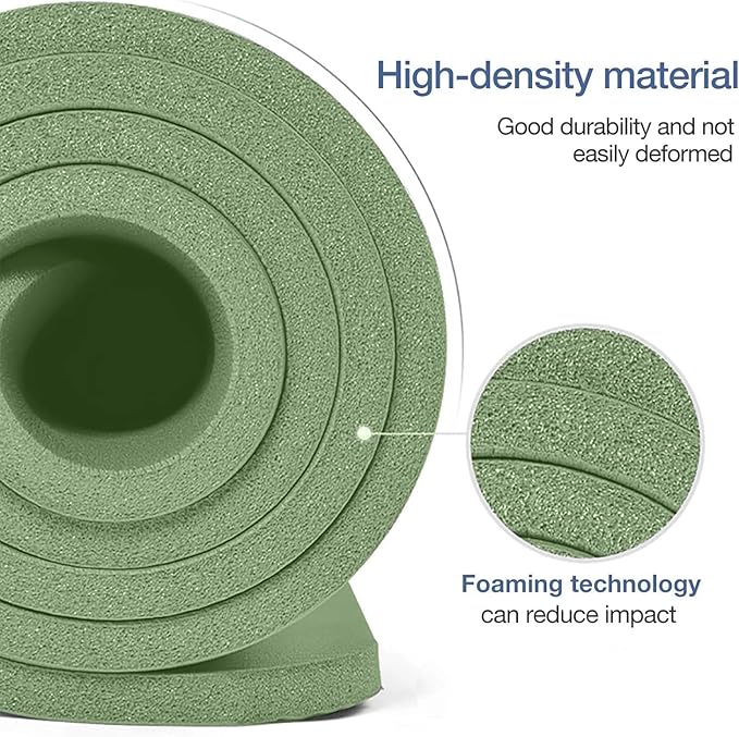 Yoga Mat Non Slip NBR Thick Yoga Mat, 72"L x 32"W x 0.6"TH (185cm x 80cm x 15mm), Anti-Tear Exercise Mat with Carrying Strap and Bag, Workout Mats for Yoga, Pilates and Floor Exercises