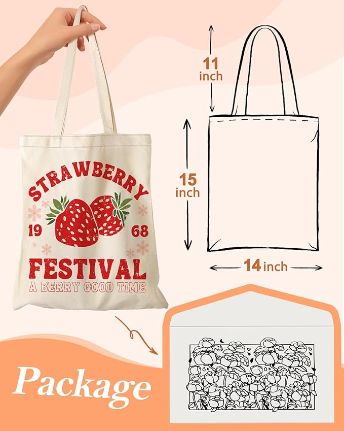 Canvas Tote Bag with Pocket - Aesthetic Cute Canvas Bag for Women Shoulder Totes for Shopping, Work, Gym