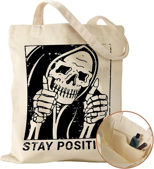 Canvas Tote Bag with Pocket - Aesthetic Cute Canvas Bag for Women Shoulder Totes for Shopping, Work, Gym