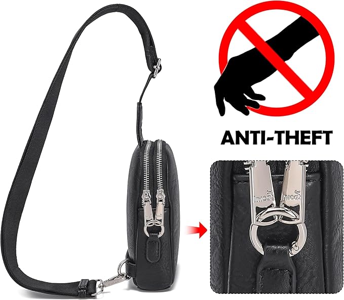 INICAT Travel Small Sling Bag Leather Crossbody Bags for Women Fanny Packs Cross Body Bag for Woman Cross Body Purses