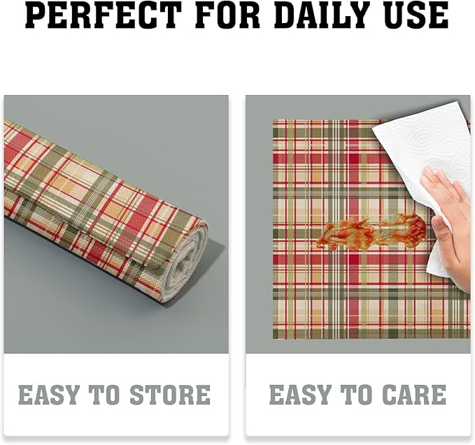 Giwawa 4PCs Fall Placemats 12x18 Inch Autumn Buffalo Plaids Place Mat Washable for Kitchen Dining Thanksgiving Checkered Non Slip Heat Resistant Table Mats for Tabletop Holiday Farmhouse Decor