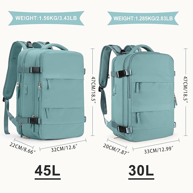 coowoz Large Travel Backpack For Women Men, Carry On Backpack,Hiking Backpack Waterproof Outdoor Sports Rucksack Casual Daypack Expandable Heavy Duty Extra large Backpack Blue Expansion