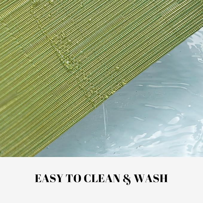 Placemats Set of 8 Vinyl/Plastic Woven Place Mats for Kitchen Table Indoor/Outdoor Washable Placemat Wipeable Dining Table Mats (Oliver Green,8)