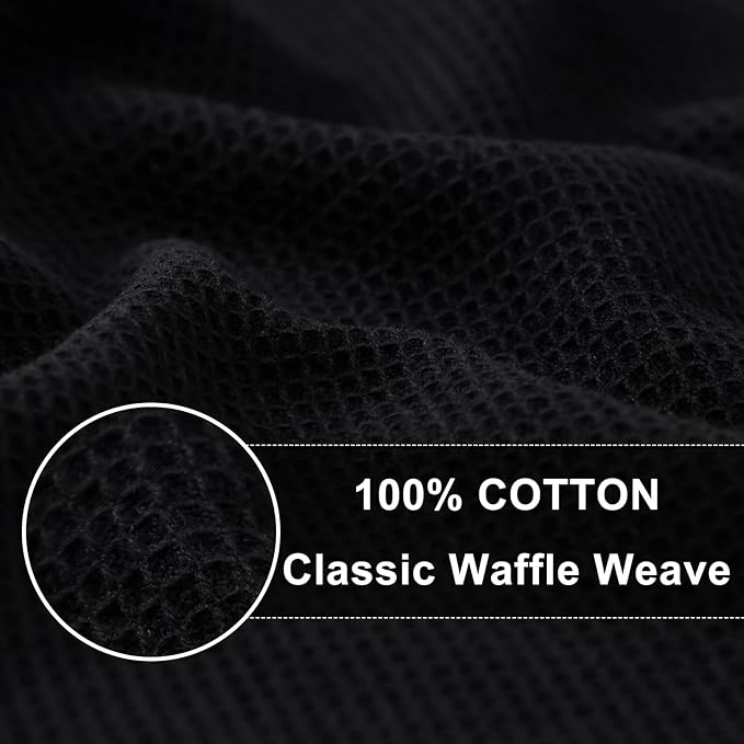 Homaxy 100% Cotton Waffle Weave Dish Cloths - 6 Pack Soft and Absorbent Dish Towels - 12 x 12 Inches Quick Dry Dish Rags - Black