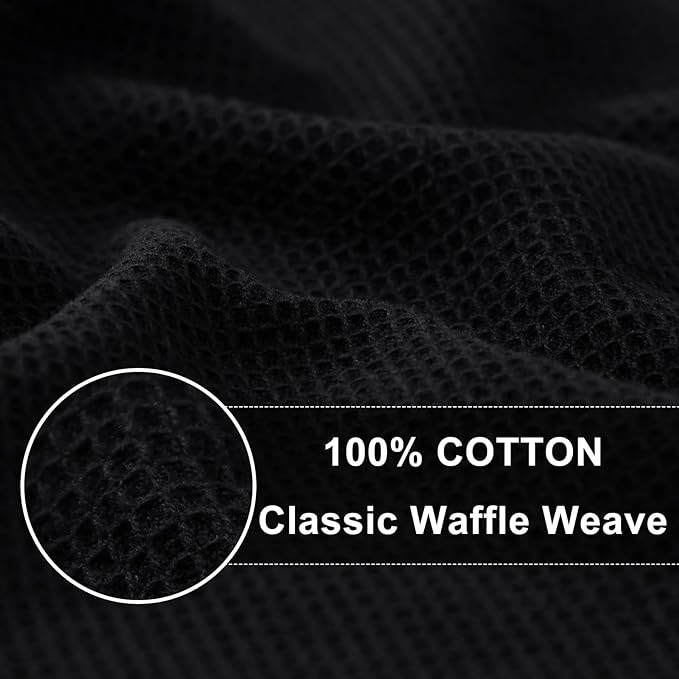 Homaxy 100% Cotton Waffle Weave Kitchen Towels - 4 Pack Soft and Absorbent Dish Towels - 16 x 26 Inches Quick Dry Hand Towels - Black