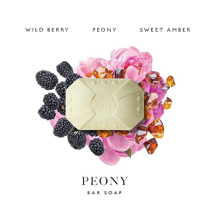 Caswell-Massey Peony Natural Bar Soap for Women, Moisturizing Body Soap Bar for All Skin Types, Made with Essential Oils & Plant-Based Formula for Soft Skin, 3.5 oz