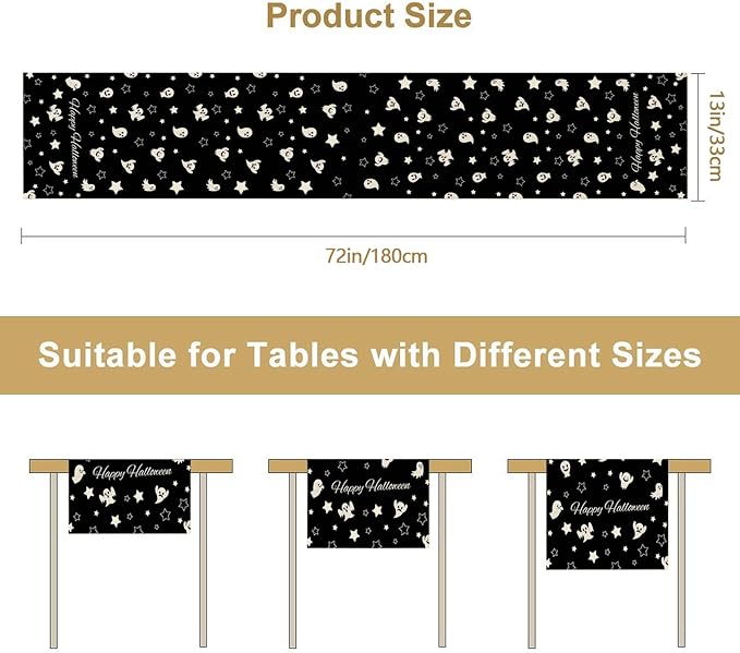 Halloween Table Runner Burlap Kitchen Dining Linen Table Decoration for Indoor Outdoor Home Party Dinner 13x72 Inch