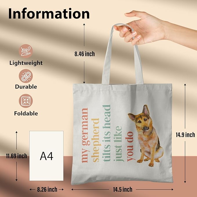 Dog Mom Canvas Tote Bags - Reusable Grocery Bags for Shopping, Funny Dog Lover Gifts for Women