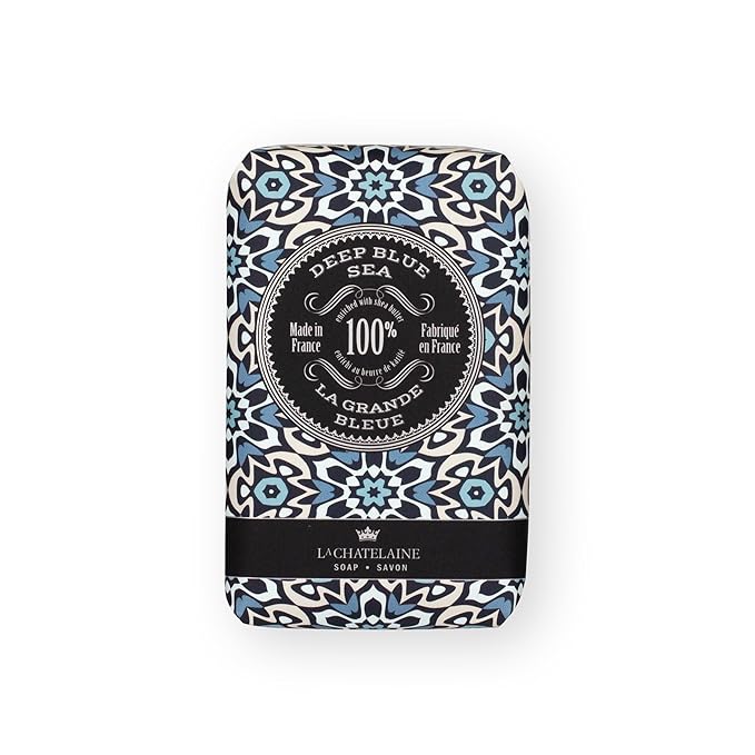 La Chatelaine Soap Supply Tin Gift Set |Unisex, Men, Women| Plant-based shea butter bar soaps | Made in France | Natural and Organic | Large soap bars | Set of 6, 8.8 oz./250g bars - Red Mosaic