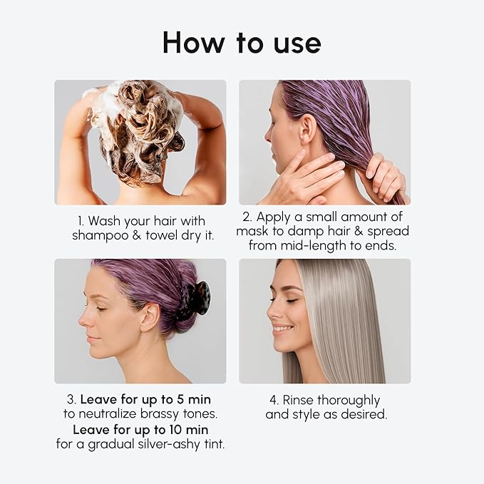 MAREE Purple Hair Mask – Toner for Blonde Hair – Purple Conditioner for Orange Brassy Bleached Highlighted – Grey, Silver, Ash Color Treated – Keratin Hair Care & Biotin – Matizador Para Cabello Rubio