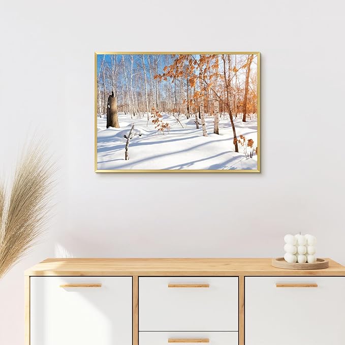 Golden State Art, A2 Aluminum Picture Frame, Gold Metal Thin Poster Frames for 16.5x23.4 inch Photo, Acrylic Front, Wall Hook for Horizontal or Vertical Display, 3 Pack