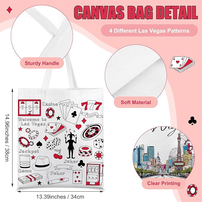 Paterr 4 Pcs City Souvenir Tote Bag-New York Chicago Seattle Los Angeles Boston San Francisco Paris Italy Las Vegas Nashville