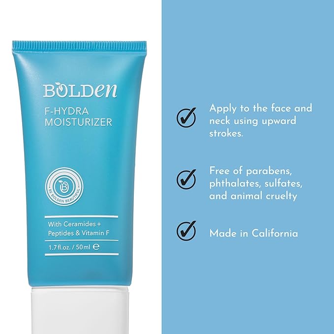 BOLDEN F-Hydra Moisturizer | Daily Face Cream to Hydrate & Moisturize Dry Skin | Made with Ceramides, Peptides, & Vitamin F | 1.7 Fl Oz