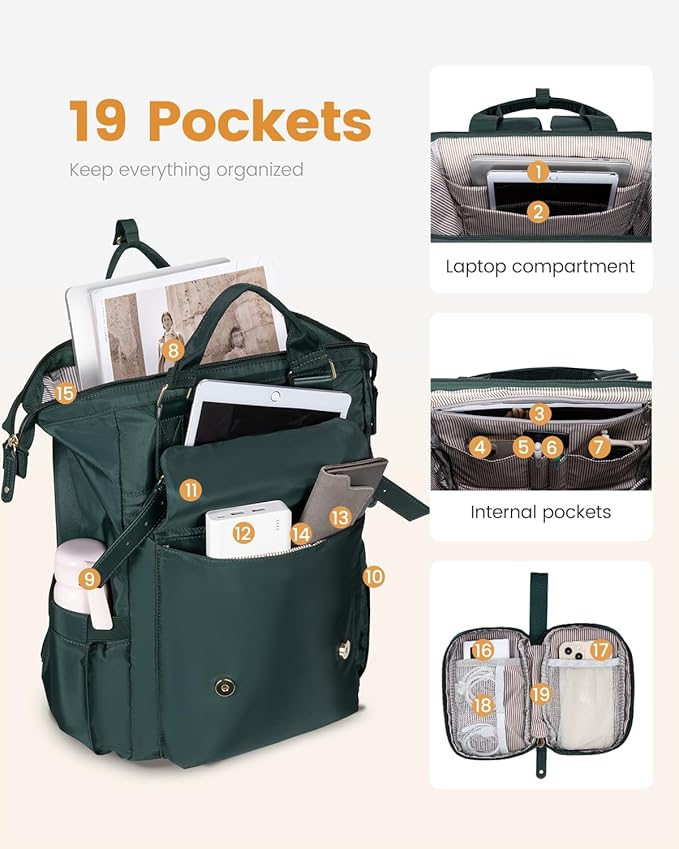 LOVEVOOK 18 Inch Backpack for Women, Extra Large Travel Laptop Backpack, Teacher Work Backpack Purse, College Nurse Bags Business Computer Bag with Luggage Strap