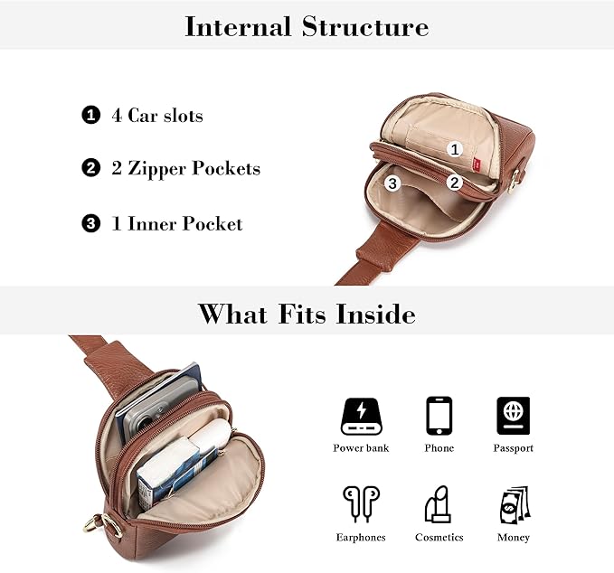 INICAT Travel Small Sling Bag Leather Crossbody Bags for Women Fanny Packs Cross Body Bag for Woman Cross Body Purses