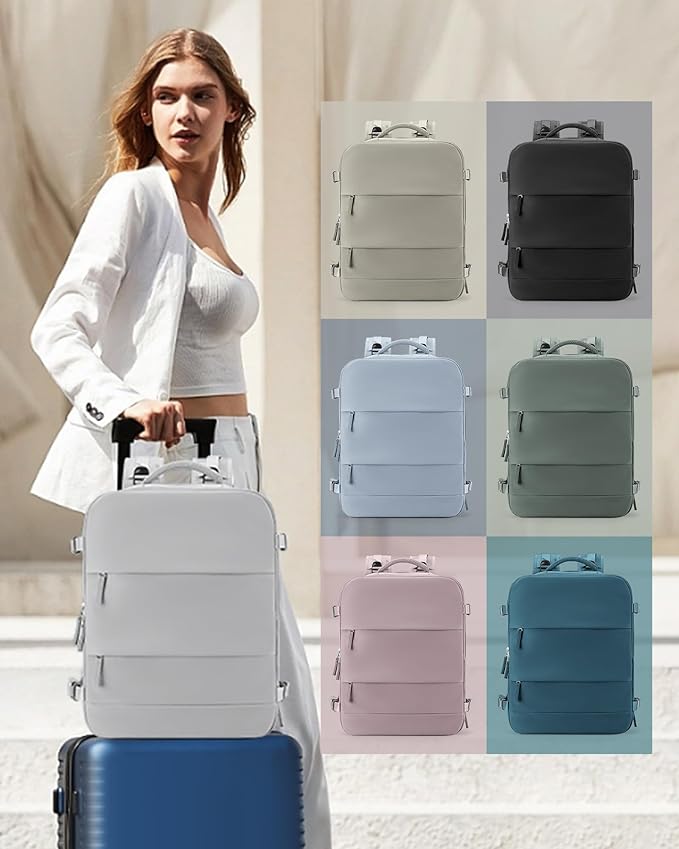 coowoz Large Travel Backpack Carry On for Women Man Gym Backpacks with Laptop Compartment Mochila de Viaje Teacher Personal Item Backpack Rucksack Airplane Accessories Must Haves Grey