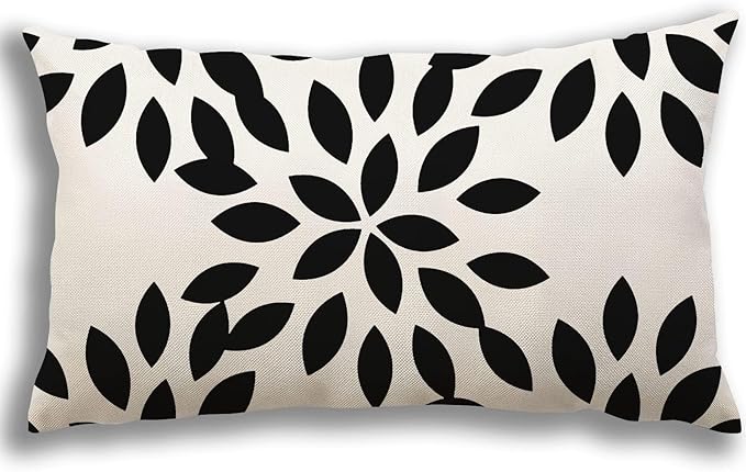 YCOLL Lumbar Pillow Covers 12x20 Set of 4, Modern Sofa Throw Pillow Cover, Decorative Outdoor Linen Fabric Pillow Case for Couch Bed Car, Black