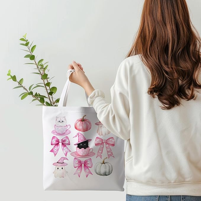 Halloween Tote Bag, Halloween Gifts for Women, Horror Tote Bag, Reusable Grocery Bags Shopping Bags