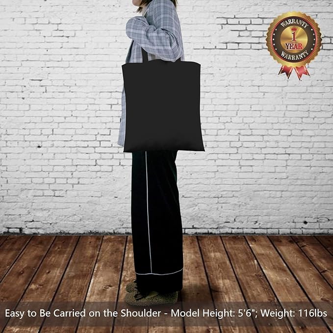 TOPDesign 24-Pack Economical 16"x15" Black Cotton Tote Bag, Lightweight Medium Reusable Grocery Shopping Cloth Bags, Suitable for DIY, Advertising, Promotion, Gift, Activity