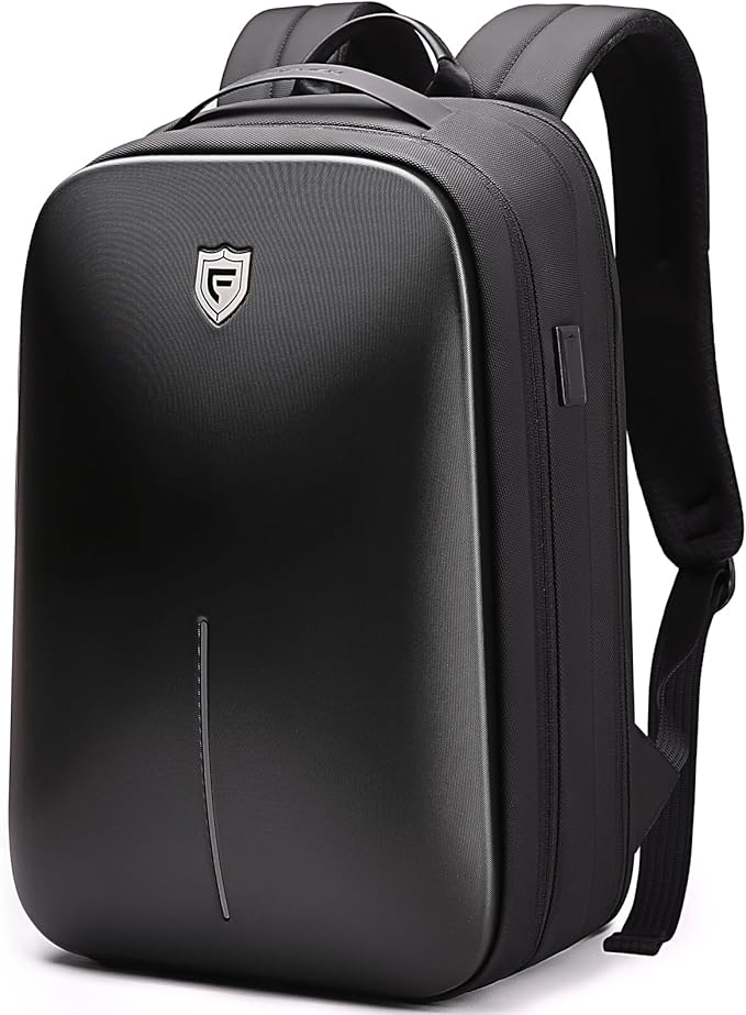 FENRUIEN Gaming Laptop Backpack 15.6 Inch, Expandable Hard Shell Backpack with USB Charging Port, Water Resistant Business Computer Backpack, Black