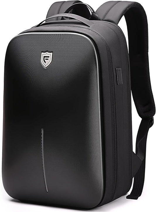 FENRUIEN Gaming Laptop Backpack 15.6 Inch, Expandable Hard Shell Backpack with USB Charging Port, Water Resistant Business Computer Backpack, Black