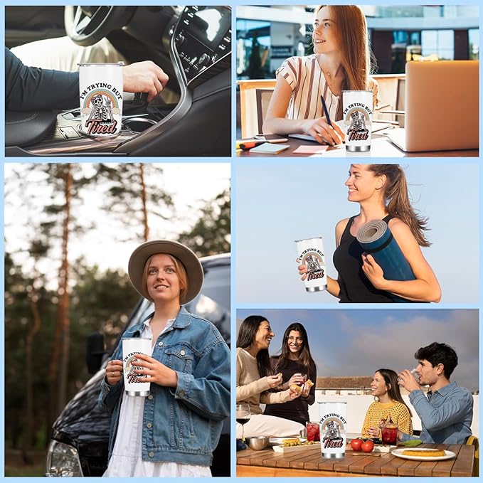 Inspirational Gifts for Women Tumbler, Sarcastic Skeleton Christmas Halloween Birthday Gifts, Rainbow Mental Health Awareness Coffee Mug Stainless Steel Vacuum Insulated Double Wall Travel Cup，20oz