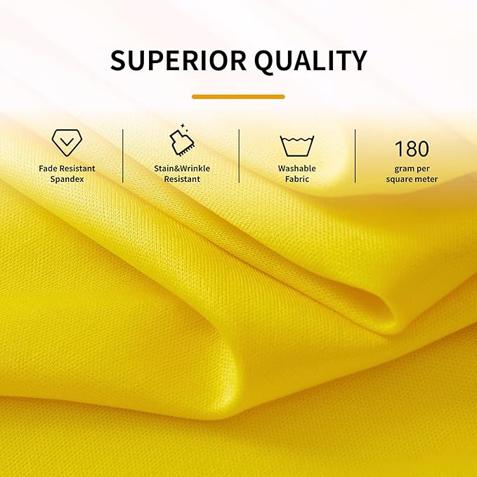 Outpain 6 Pack Spandex Yellow Round Tablecloths for 60in Tables, 120Inch Stretchy Fitted 5FT Round Table Clothes,Wrinkle Free Table Cover with Skirt for Wedding Party Dining Banquet