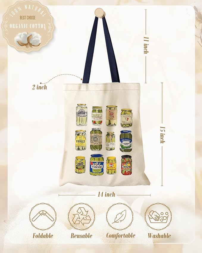 Aesthetic Canvas Tote Bag with Inner Pocket for Women, Cloth Cotton Totes Bag with Pattern for Shopping, Gym