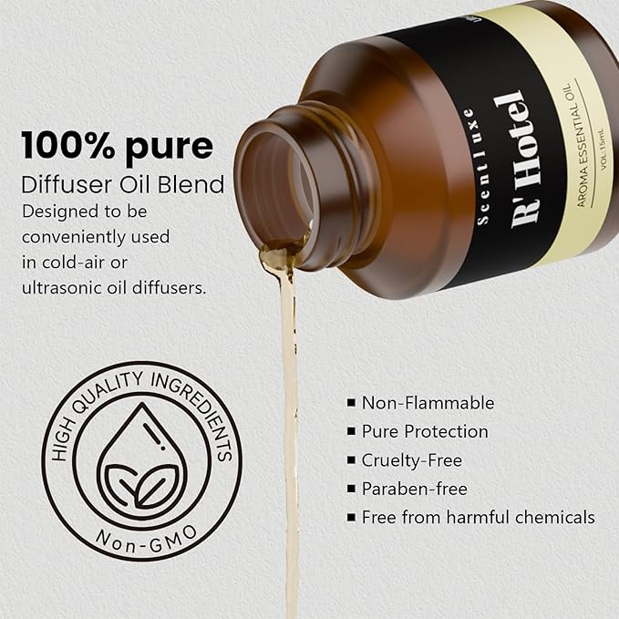R' Hotel Diffuser Oil - Inspired by Ritz Carlton New York Scent Diffuser Oil for Home Premium Fragrance Oil for Ultrasonic and Waterless Diffusers and Crafting - 15 mL