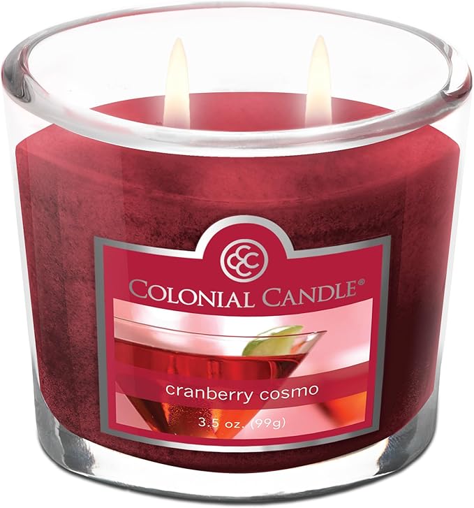 Colonial Candle Cranberry Cosmo Scented Jar Candle, 2 Wick, 3.5 oz, Mottled Wax Candle