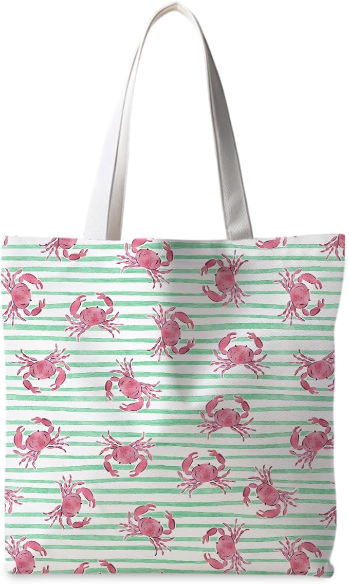 Beach Crab Tote Bag, Summer CrabsTote Bag for Women, Summer Crab Reusable Grocery Bags Shopping Bags