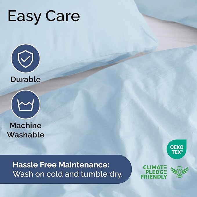 Duvet Cover Queen Size Set - Extra Soft Queen Size Duvet Cover 90 x 90 with 2 Pillow Shams - Hotel Luxury Easy Care and Fade Free w/Zipper Closures & Ties - Comfy Breathable Bedding Set (Light Blue)