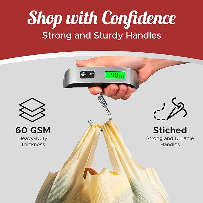 Simply Cool 50 Pack Reusable Eco-Friendly Grocery T-Shirt Shopping Bags 21.5”x12.2”x7.2”, Durable, Recyclable Shopping Bags Washable, Foldable, Portable Tote Bags Bulk