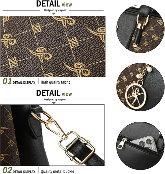 KURGOOL Women Purses and Handbags Top Handle Satchel Shoulder Bags Messenger Tote Bag for Ladie