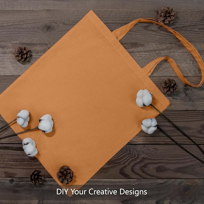 TOPDesign 6-Pack Economical 16"x15" Khaki Cotton Tote Bags, Lightweight Medium Reusable Grocery Shopping Cloth Bags, Suitable for DIY, Advertising, Promotion, Gift, Activity