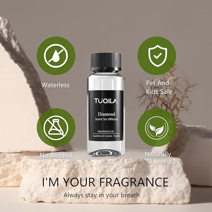 Luxury Waterless Diffuser Oil Diamond - 120ml Pure Essential Oil for Cold Air Diffusers, Premium Hotel-Grade Fragrance Oils, Long-Lasting Home & Office Aromatherapy Scents