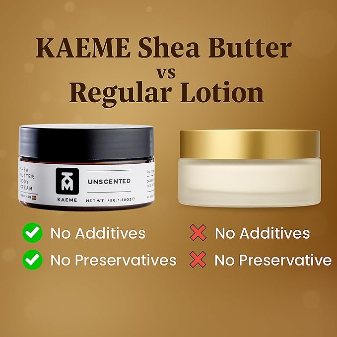 Kaeme Unscented African Shea Butter Made with Raw Organic Unrefined Skin Moisturizer Fragrance Free Ehipped body Butter for women and men (3.4oz/100g jar)