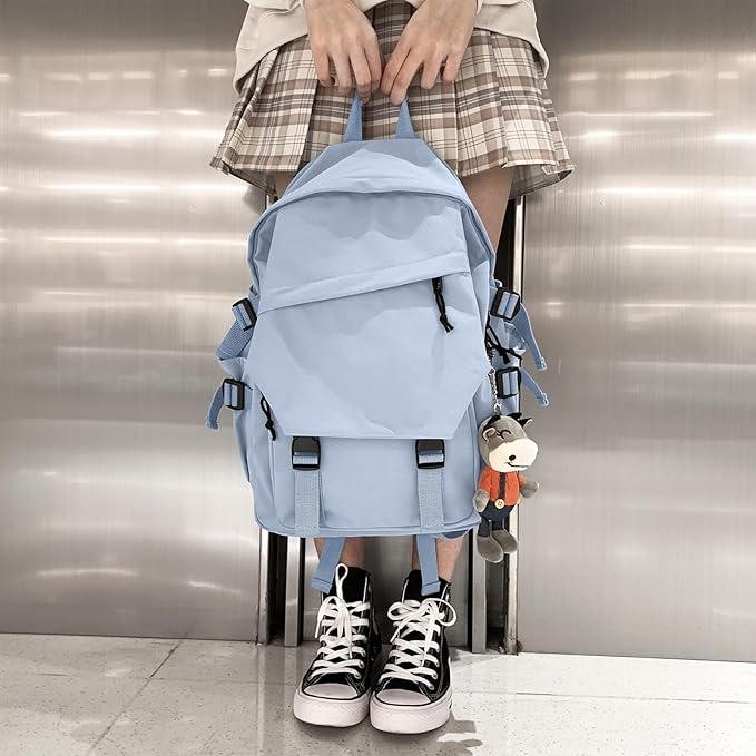 coowoz College Backpack Waterproof Black College Bags For Women Lightweight Travel Rucksack Casual Daypack Laptop Backpacks For Men Women(Grey Blue)