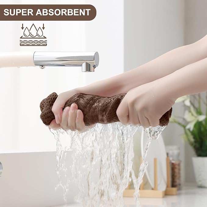 Homaxy 100% Cotton Kitchen Towels and Dishcloths Set, 12 x 12 Inches and 13 x 28 Inches, Set of 8 Bulk Kitchen Towels Set, Ultra Soft Absorbent Dish Cloths for Washing Dishes, Coffee